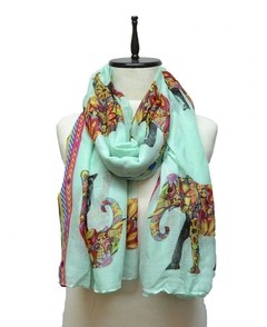 PAREO ALGODON ESTAMPADO CON ELEFANTES - tienda online