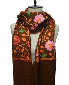 PASHMINA DE LANA CON FLORES BORDADAS - comprar online