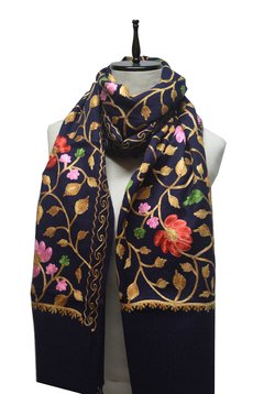 PASHMINA DE LANA CON FLORES BORDADAS - ANTEPRIMA 