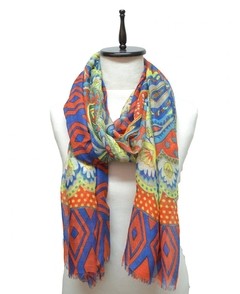 CHALINA ESTAMPADA CON BULGAROS CON GUARDA GEOMETRICA - ANTEPRIMA 