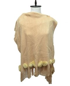 PASHMINA CON POMPON DE PIEL DE CONEJO - ANTEPRIMA 