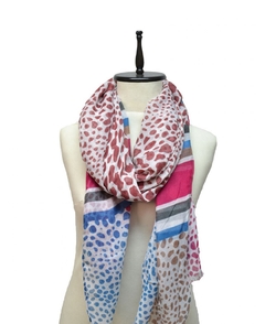 PASHMINA ESTAMPADA ANIMAL PRINT CON FRANJAS - comprar online