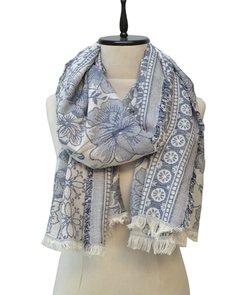 PASHMINA YACKARD CON FLORES 100% ALGODON