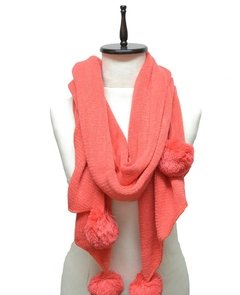 BUFANDA LISA IRREGULAR CON POMPONES - tienda online