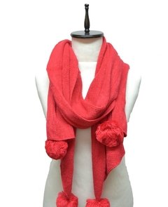 BUFANDA LISA IRREGULAR CON POMPONES - ANTEPRIMA 