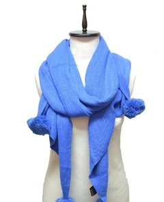 BUFANDA LISA IRREGULAR CON POMPONES - tienda online