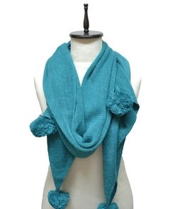 BUFANDA LISA IRREGULAR CON POMPONES - ANTEPRIMA 