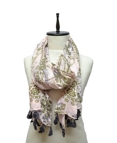 CHALINA ESTAMPADA CON BORLAS