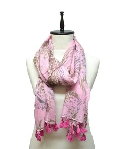 CHALINA ESTAMPADA CON BORLAS - ANTEPRIMA 