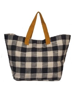 BOLSO A CUADROS CON MANIJA DE COLOR