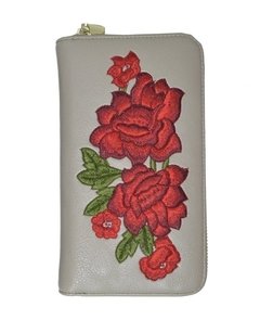 BILLETERA CEMENTO BORDADA CON FLORES
