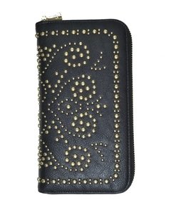 BILLETERA NEGRA SIMIL CUERO CON TACHAS