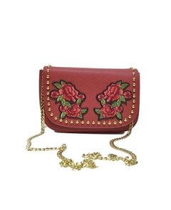 BANDOLERA CON TACHAS Y FLORES BORDADAS
