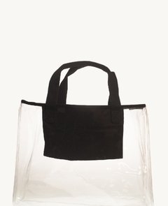 BOLSO TRANSPARENTE CON BOLSILLO Y MANIJAS EN ALGODON - comprar online