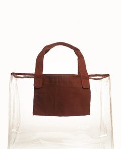 BOLSO TRANSPARENTE CON BOLSILLO Y MANIJAS EN ALGODON - tienda online