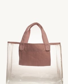BOLSO TRANSPARENTE CON BOLSILLO Y MANIJAS EN ALGODON - ANTEPRIMA 