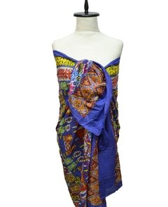 PAREO DE ALGODON ESTAMPADO Y BORDADO - tienda online