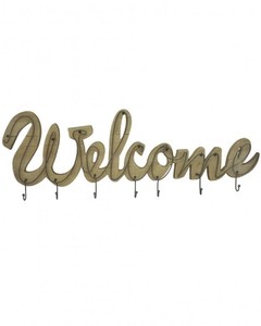 PERCHERO DE MADERA Y METAL WELCOME