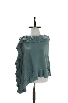 PONCHO TEJIDO CON VOLADOS LATERALES - tienda online