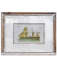 MARCO ANTIGUO CON IMAGEN DE BARCO - comprar online