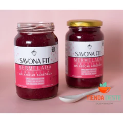 Mermelada de Frutilla sin azucar Agregada endulzada con Stevia x 400grs SAVONA FIT ( X 6 UNIDADES) - Tienda Oeste Alimentos Naturales
