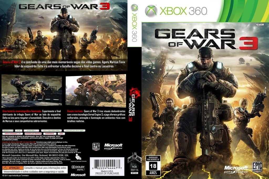 Game Gears of War 3 Xbox 360 Tiro - Microsoft - GAMES E CONSOLES