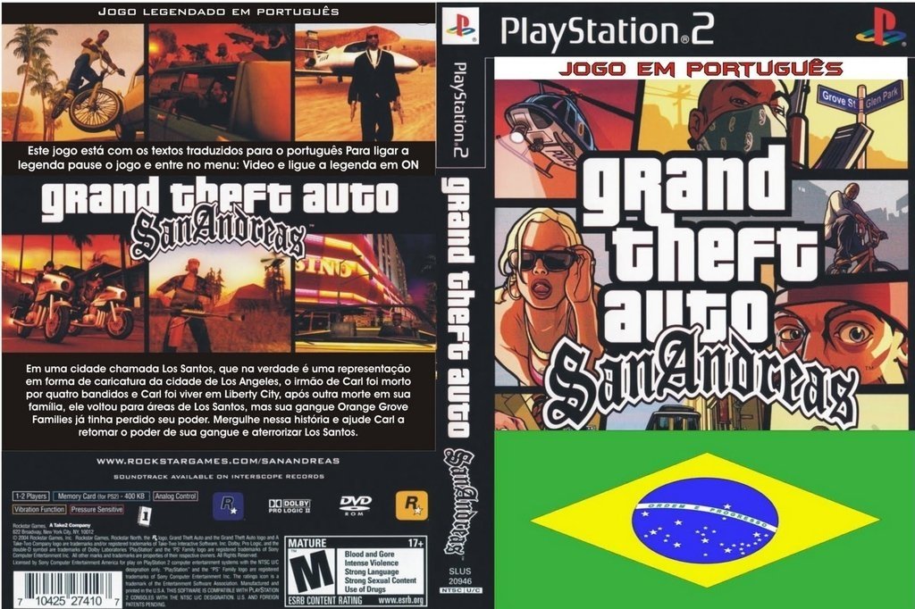 01 JOGO ORIGINAL PS2 , GRAND THEFT AUTO SAN ANDREAS (GTA) , COM MANUAL E  PÔSTER