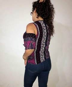 Blusa cruzada guardas violetas - comprar online