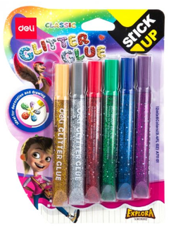 Adhesivo Deli Glitter x 6 (A711 Slime)