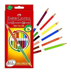 Lápices Faber Bicolor x 12 (24 colores)