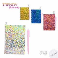 LIBRETA GLITTER CON LAPICERA TRENDY 850-15228