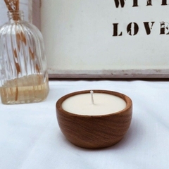 VELA DE SOJA EN CUENCO DE MADERA LISO COD 190-1989