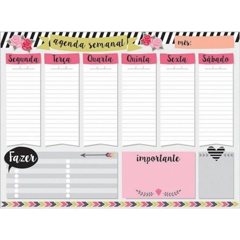 Planner Semanal Cartões Gigantes - Floral com listra