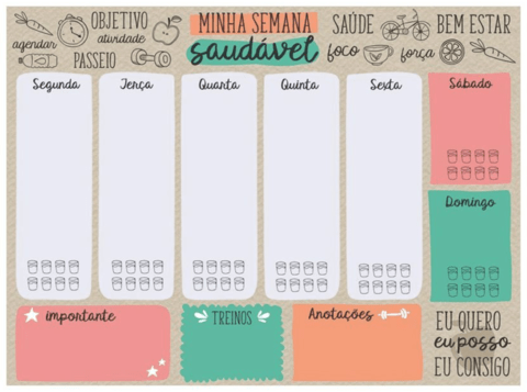 Planner Semanal Cartões Gigantes - Saudável