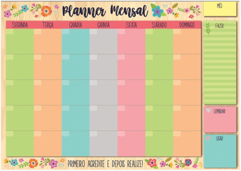 Planner mensal Cartões Gigantes - Floral