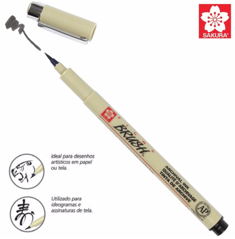Caneta Nanquim/Nankim - Pigma Brush Preta - Sakura