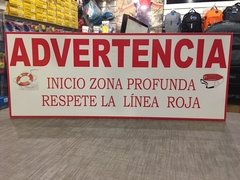 Cartel para Pileta Advertencia Zona Profunda 23 x 59 cm