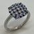 Anillo de Plata 925 y Rodinado en Oro Blanco 18klts. Zafiros y Circoñas. - karinjoyas
