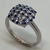 Anillo de Plata 925 y Rodinado en Oro Blanco 18klts. Zafiros y Circoñas. - tienda online