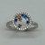 Anillo de Plata 925 y Rodinado en Oro Blanco 18klts y Circoñas, Zafiros Etc.. - karinjoyas