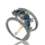 Anillo Rodinado en Oro Blanco 18klt y Zafiros Azules Carre. - karinjoyas