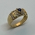 Anillo Love Realizado en Oro Amarillo 18klts y Circoña Engarzada a Mano, Zafiro central. - karinjoyas