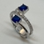 Anillo de Plata 925 y Rodio de Oro18klts Zafiros carre y Circoñas. - karinjoyas