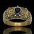 Anillo Love Realizado en Oro Amarillo 18klts y Circoña Engarzada a Mano, Zafiro central.