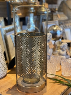 Fanal Metalico con portavela vidrio 40x15cm en internet