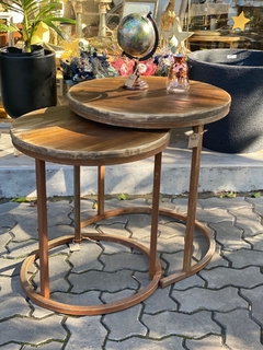 Mesas Nido estilo Industrial hierro Oxido y Madera SET X 2 - 4/22 - Nolita Decoshop - Tienda Online