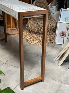 Mesa Recibidor hierro oxido y madera 1.2x0.70x0.3 - comprar online