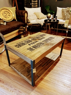 Mesa Industrial Madera y Hierro ruedas 55x80x42 - Nolita Decoshop - Tienda Online
