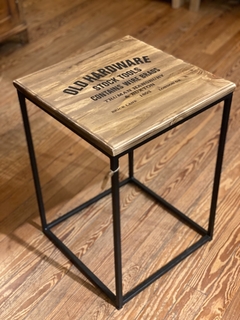 Mesa Auxiliar Madera y hierro negro 40x40x57 Old - 4/22
