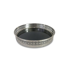 Bandeja Joy redonda metal plata y espejo 25x5 VV